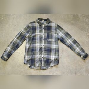 Rustic Blue Plaid Flannel Shirt (Size S)